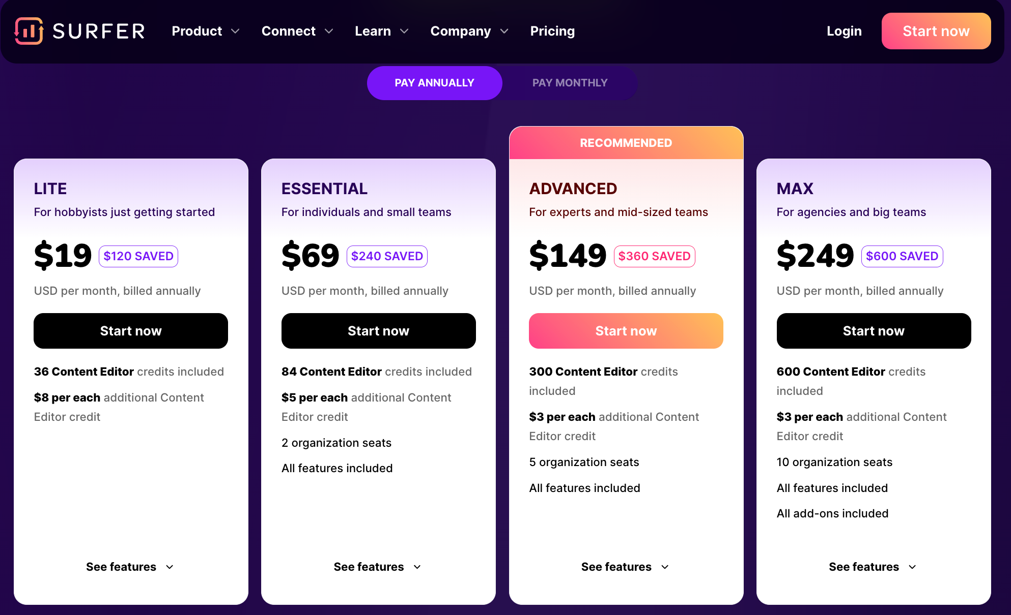 Surfer seo pricing, see pricing, 